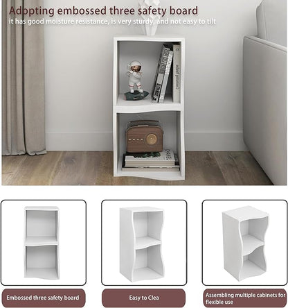 ECYIL Double Layered Independent Storage Rack, Full Circular Color Blocking Bookshelf, Suitable for Home, Office, Living Room, etc (white)