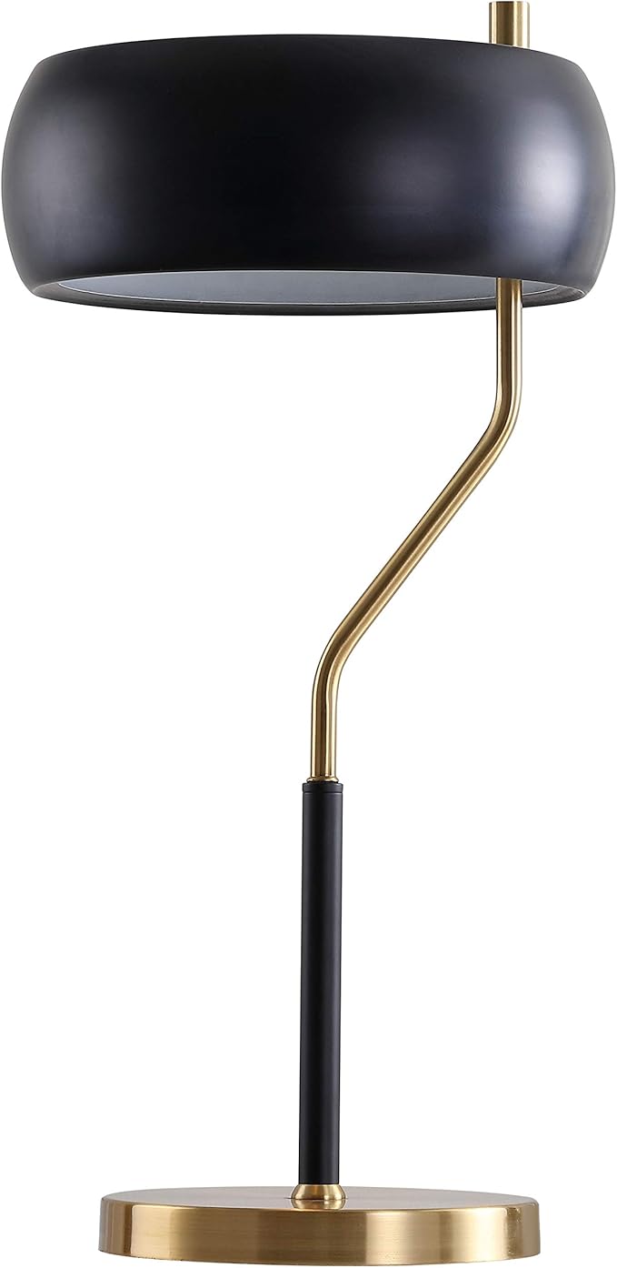 JONATHAN Y JYL6008A Oskar 22.5" Moody Metal LED Desk Lamp Contemporary Glam Minimalist Bedside Desk Nightstand Lamp for Bedroom Living Room Office College Bookcase LED Bulb Included, Black/Brass Gold