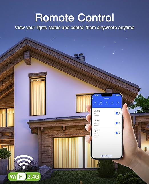 GHome Smart Switch, 3 Way Light Wi-Fi Switch Compatible with Alexa and Google Home, 2.4GHz Schedule Timer, Neutral Wire Required, 3-Way Installation and No Hub Required, FCC Listed (2-Pack),White