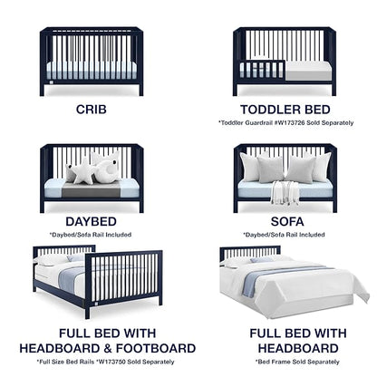 babyGap by Delta Children Charlie 6-in-1 Convertible Crib TrueSleep Crib and Toddler Mattress (Bundle), Navy