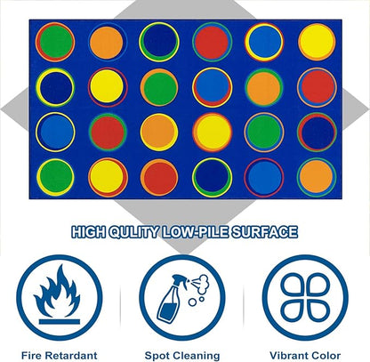 LIVEBOX Sitting Spots Kids Rug for Classroom, Washable School Learning Area Rugs, Colorful Preschool Kids Classroom Carpet Non-Slip Playroom Mat for Daycare Learning,13'x7'5"(Seats-24)