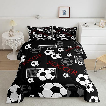 Feelyou Football Comforter Set King Size Rugby Sports Comforter for Kids Teens Adults Soccer Ball Game Bedding Set Gift for Football Lover Duvet Set Room Decor 3Pcs with 2 Pillow Case