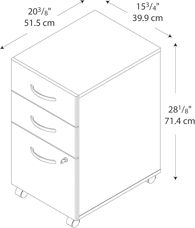 Bush Business Furniture Series C Mobile Under Desk Arrives Fully Assembled | Stylish 3 Drawer File Cabinet for Professional or Home Office, Mahogany