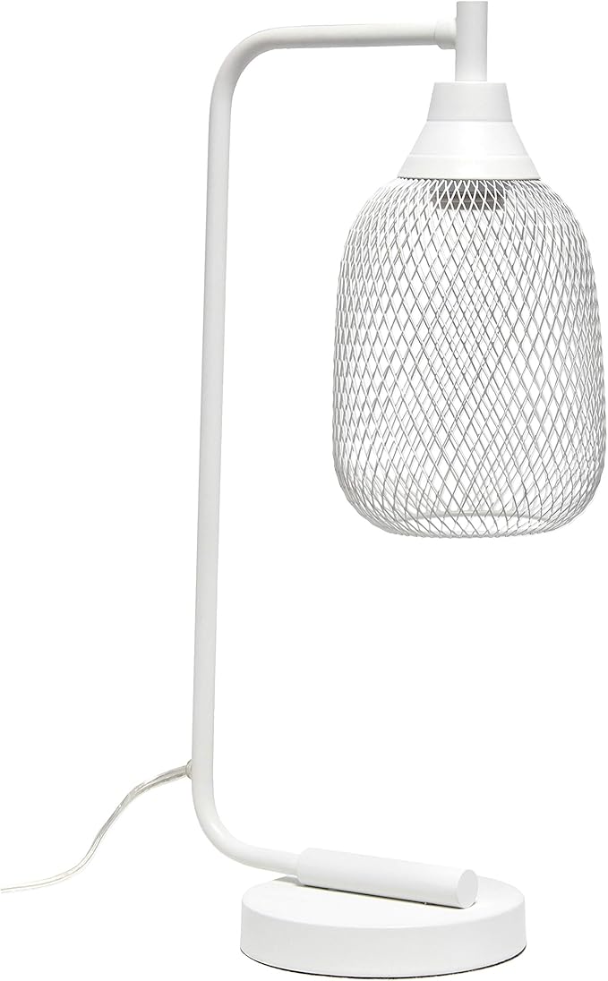 Elegant Designs LD1060-WHT Mesh Wire Table Lamp, Matte White
