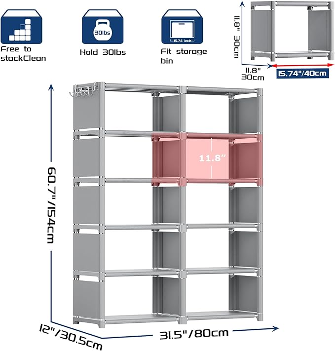 Mavivegue Bookshelf,10 Cube Storage Organizer,Book Shelf Organizer,Tall Bookcase Shelf,Book Cases/Shelves,Grey Cube Shelf,Cubbies Closet Storage Organizer Shelves for Bedroom,Living Room,Home,Office