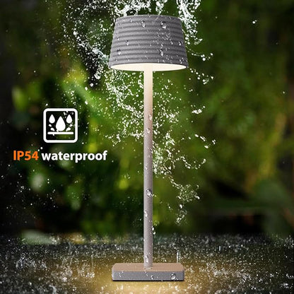 Rechargeable Cordless Table Lamp, Battery 5000mAh Metal Aluminum Housing USB LED Portable Powered Desk Lamp, 3 Levels Brightness Night Light for Restaurants Bars Outdoor (ferrous gray)