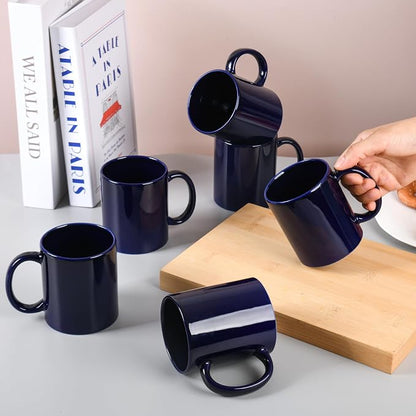 BYCNZB 12oz coffee mug set of 6 Coffee Mugs for Coffee, Tea, Cocoa, Milk（cobalto）