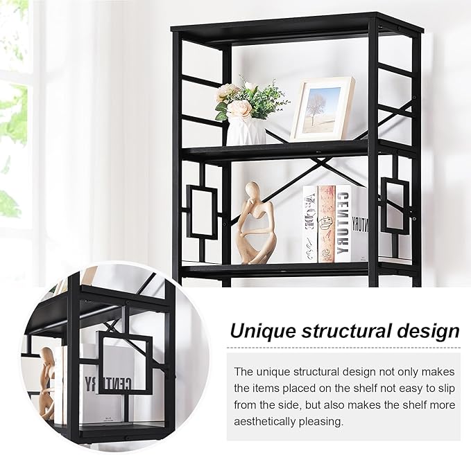 HOMISSUE Bookcase,7-Tier Tall Bookshelf Metal Bookcase and Bookshelves, Free Standing Storage Modern Bookshelf for Home Office Living Room and Bedroom，Black