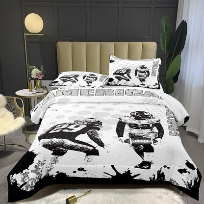 Bodhi Football Comforter Set Queen for Boys Kids American Football Bedding Set Sport Football Player Comforter,American Football Comforter with Pillowcase,Football Quilt,Queen Size #4002