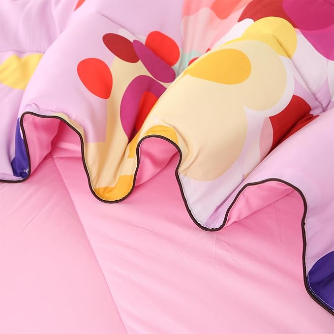ENCOFT Pink Comforter Set Full for Girls and Boys Premium 3 Piece Rainbow Colorful Bubbles Bedding Set Kids Bed in A Bag All Season Comfortable for Teens and Adults with 1 Comforter and 2 Pillowcases