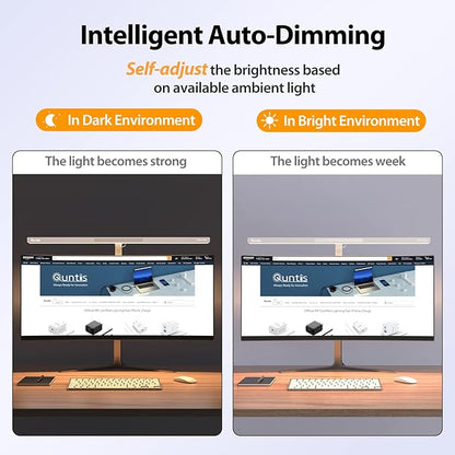 Quntis LED Desk Light, 31.5'' Super Bright Wide Desk Lamps for Home Office, 20W Dimmable 5 Brightness & 4 Color Architect Clamp Task Lamp, Flexible Gooseneck Office Light for Monitor Workbench Studio