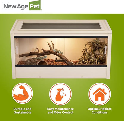 New Age Pet ECOFLEX 36" Mojave Reptile Lounge -Durable Wood Plastic Composite Habitat with Ventilation, Removable Glass Doors & Lock, Easy Assembly, for Tortoises, Snakes, Iguanas