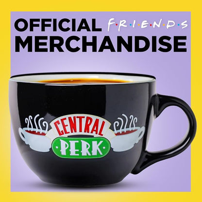 Silver Buffalo FRIENDS Central Perk Black Ceramic Mug Oversized for Coffee, Soup, 24 Ounces | Oversized for Coffee, Cup, Black, 0.71 Liters