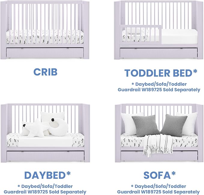 Delta Children Cassie 4-in-1 Convertible Crib with Underdrawer - Greenguard Gold Certified, Lilac