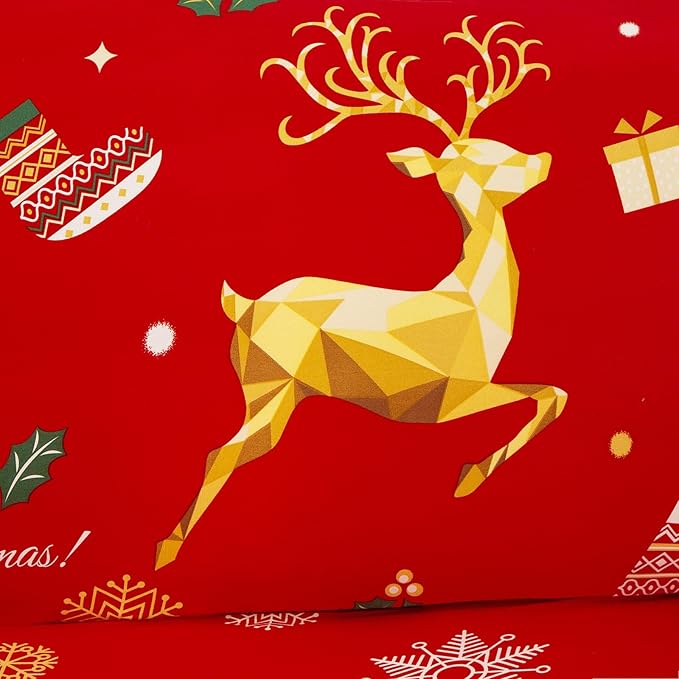 Mybedsoul Christmas Printed Red Sofa Cover Reindeer Printed Elastic Couch Cover Machine Washable Christmas Theme Red Sofa Slipcover for Living Room(2 Seater/Loveseat)