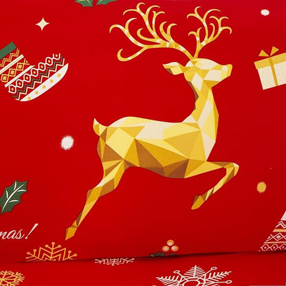 Mybedsoul Christmas Printed Red Sofa Cover Reindeer Printed Elastic Couch Cover Machine Washable Christmas Theme Red Sofa Slipcover for Living Room(2 Seater/Loveseat)