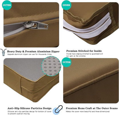 ClawsCover 12Pack Outdoor Seat and Back Cushions Replacement Covers Fit for 6Pieces 5-Seater Wicker Rattan Patio Furniture Conversation Set Sectional Couch Chairs,Taupe-Include Cover Only