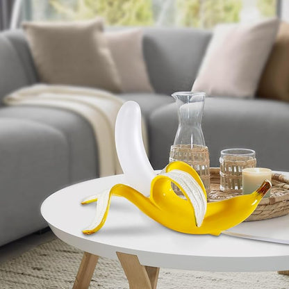 Modern Banana Table Lamp, Desk Lamp,Led Night Light Baking Finish Resin Banana Lighting Fixture for Living Room, Bedroom,Home Office,Kids Room (Lying)