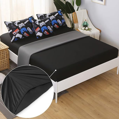 JQinHome Twin Gamer Comforter Set for Boys,6 Piece Bed in A Bag 3D Video Game Bedding -All Season Soft Microfiber Down Alternative Comforter Gamer Bedding Sets for Kids