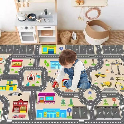Kids Rug Play Mat for Toy Cars,City Life Road Traffic Educational Carpet,Have Fun Throw Rug,Non-Slip Nursery Rug for Boy and Girl Bedroom 200×300cm/79×118in