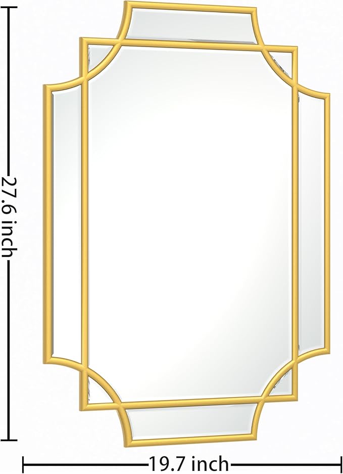 Bathroom Mirror for Wall Gold Farmhouse Wall Vanity Mirror for Over Sink Wood Framed Beveled Mirrors Deco（20 * 28IN/Gold）