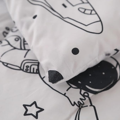 MAG 3Pcs Out Space Bedding Comforter Set, White Galaxy Comforter Set,for Toddlers Kids,Boys Teens and Girls,Super Soft Microfiber (1 Comforter + 2 Pillowcases) (Space, Full)