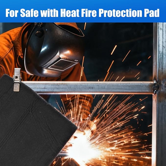 WISSCOOL 10MM Thick 12x12 Inch Fireproof Welding Blanket, Double Side Heat Pad Welding Mat Fire Resistant Carbon Felt Cloth Flame Retardant Fabric Protector Pad for Soldering Firepit Smoker