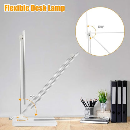 LED Desk Lamp, Eye-Caring Dimmable Table Lamps, Portable Office Lamp with USB Charging Port, 5 Lighting Modes, Timer Function, Touch Sensitive Control for Reading, Study, Working