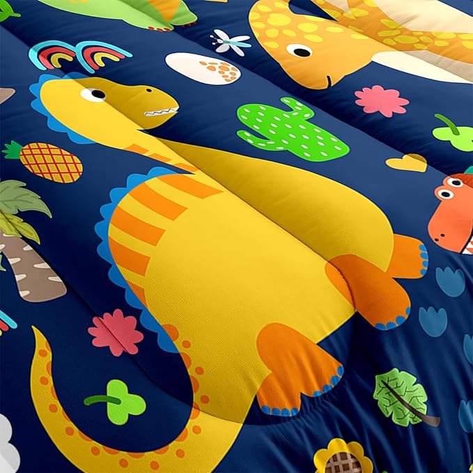 Dinosaur Comforter Set Queen, Dinosaur Bedding Set Queen for Boys Teens Room Dinosaur Blue Queen Size Comforter Sets Boys Queen Comforter Set Bedroom Decor, Queen (1 Comforter 2 Pillowcases)