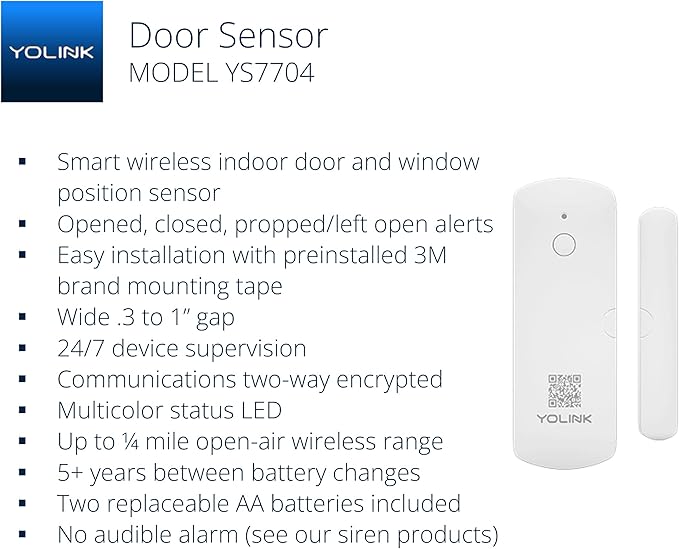 YoLink LoRa Smart Door Sensor Starter Kit: SpeakerHub Audio Hub & Door Sensor - Up to 1/4 Mile Range, Door Left-Open Reminders, up to 5 Year Batteries, Alexa, IFTTT, Home Assistant (2.4GHz WiFi Reqd)