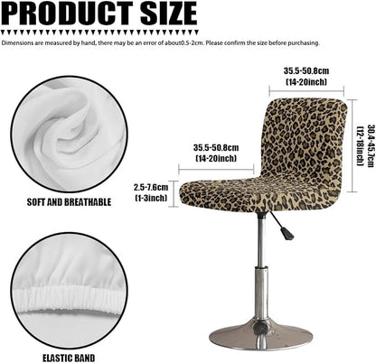 Leopard Print Bar Stools Covers, Set of 2 Height Counter Bar Stools Anti-Slip Seat Covers for Swivel Barstools Cover Adjustable Stool Chair Home Kitchen Furniture Protector