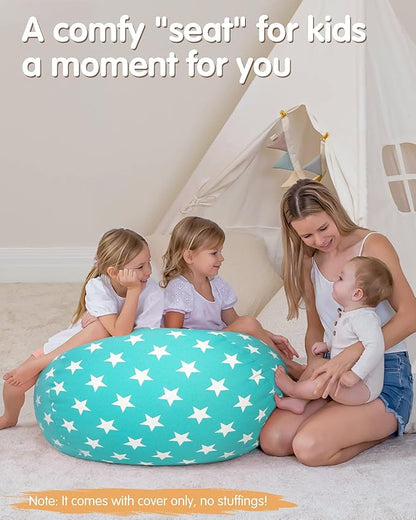 Aubliss Stuffed Animal Bean Bag Storage Chair (Aqua Star, X-Large (48''))