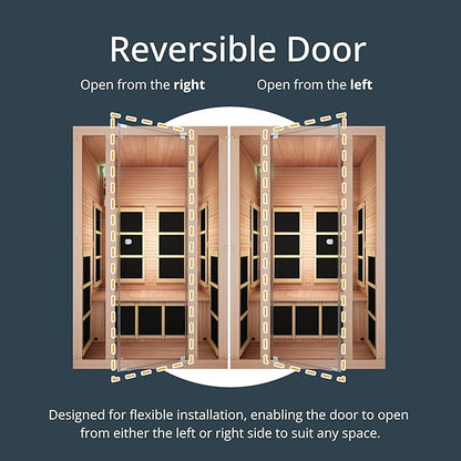 JNH Lifestyles 2-Person Ensi Cedar Home Infrared Sauna Ultra-Low EMF with Red Light Therapy – Indoor Personal Wellness Spa for House and Gym