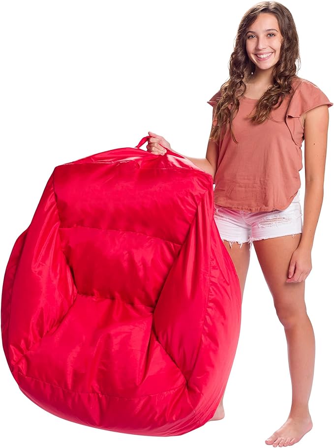 Posh Creations Structured Comfy Seat for Playrooms and Bedrooms, Large Bean Bag Chair, Coronado Chair, Red