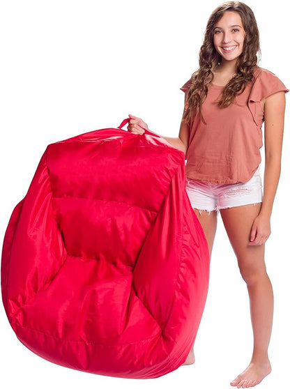 Posh Creations Structured Comfy Seat for Playrooms and Bedrooms, Large Bean Bag Chair, Coronado Chair, Red