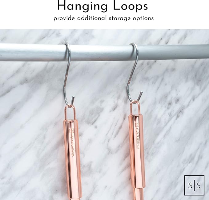 Styled Settings Copper Kitchen Utensils Set, 5-Piece | Copper Kitchen Accessories Includes Stainless Steel Ladle, Spoon, Pasta Fork, Spatula, and Skimmer - Unique Kitchen Gifts