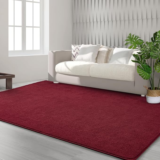 Area Rugs for Bedroom Living Room, 6x9 Rose Red Super Soft Comfy Thickened Memory-Foam Indoor Carpets, Modern Aesthetic Minimalist Carpet for Boys Girls Adults Apartment Nursery Home Décor