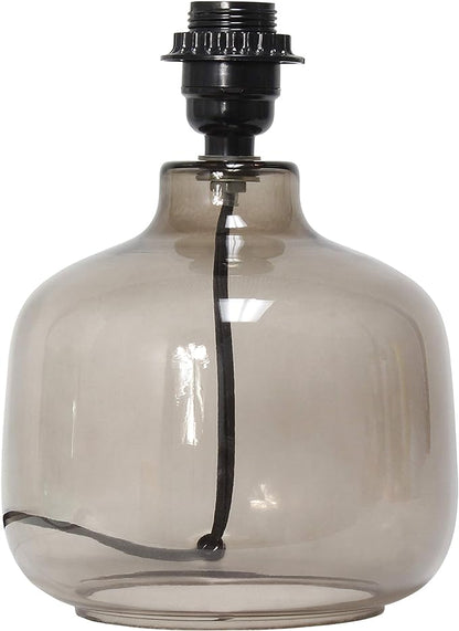 Simple Designs LT2064-SMW Smoke Gray Glass Table Lamp with White Fabric Shade