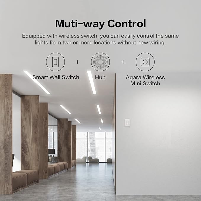 Aqara Smart Light Switch (with Neutral, Double Rocker), Requires AQARA HUB, Zigbee Switch, Remote Control and Set Timer for Home Automation, Compatible with Alexa, Apple HomeKit
