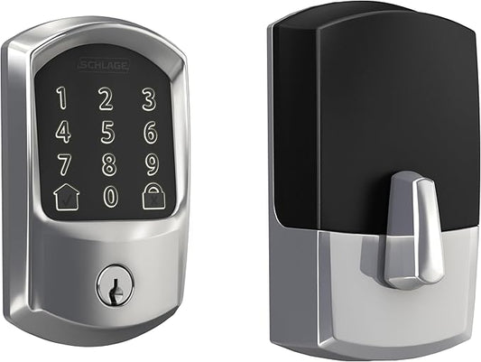 Schlage Encode Smart WiFi Deadbolt Lock for Front Door - Keyless Entry with App or Touchscreen - Works with Alexa, Apple HomeKit, Hey Google, & Airbnb - Create Codes for Guests - Bright Chrome Silver