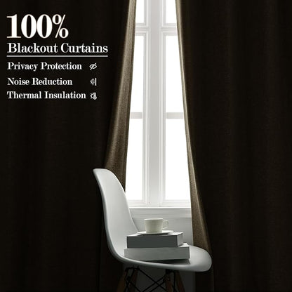 Beige Pinch Pleat 100% Blackout Drapes Linen Blend, Room Divider, Room Darkening, Energy Saving, Furniture Protecting, Light Blocking Extra Wide Privacy Curtains, 200Wx108L, 1 PC