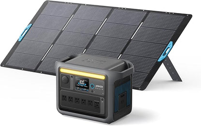 Anker SOLIX C1000 Portable Power Station with 400W Solar Panel, 1800W Solar Generator, 1056wh LFP (LiFePO4) Battery, 6 AC Outlets, Up to 2400W for Home, Power Outages, and Outdoor Camping