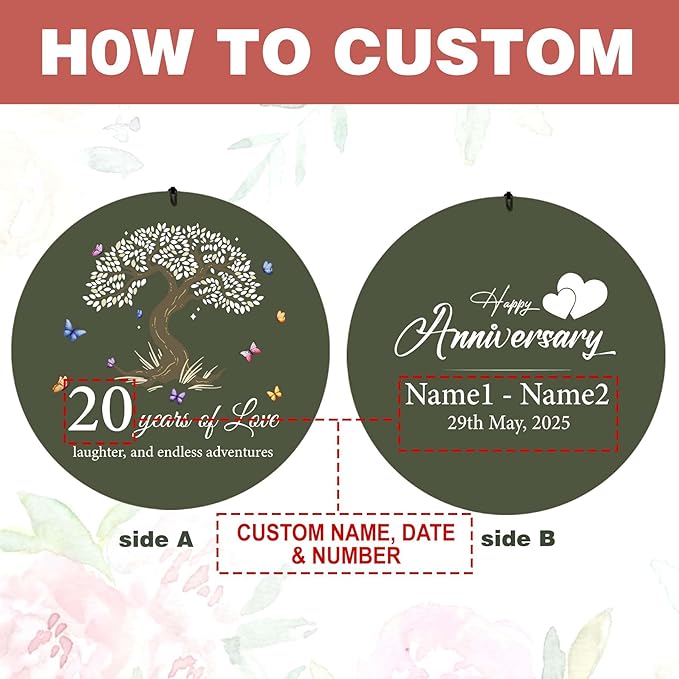 ASTARIN 20th Wind Chimes for Couple, Personalized Wind Chimes for Anniversary, Couple Gifts for Keepsake, Deep Tone Windchime Romantic Gift for Women Men