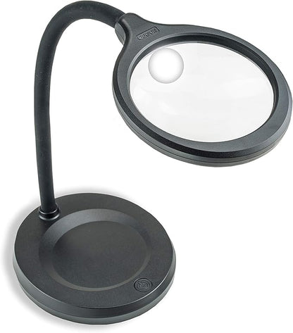 Carson DeskBrite300 COB LED Lighted 2x Aspheric Magnifier & Desk Lamp with 5x Spot Lens with Included USB-C Power Adapter, Black (LM-30)