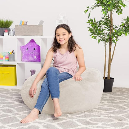 Posh Creations Bean Bag Chair for Kids, Teens, and Adults Includes Removable and Machine Washable Cover, Soft Faux Rabbit Fur - Cream, 38in - Large