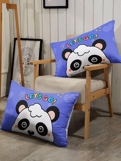 Datura home Panda Comforter Bedding Set for Boys Girls Kids Teens,Cartoon Panda Blue Heart Kawaii Animal Theme with 1 Comforter and 2 Pillowcases(Panda Twin)