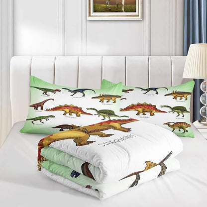 CVHOUSE Dinosaur Bedding Set,Dinosaur Comforter,Dinosaur Comforter Set King,Microfiber Quilt Set with 1 Comforter and 2 Pillow Cases- 3 Piece