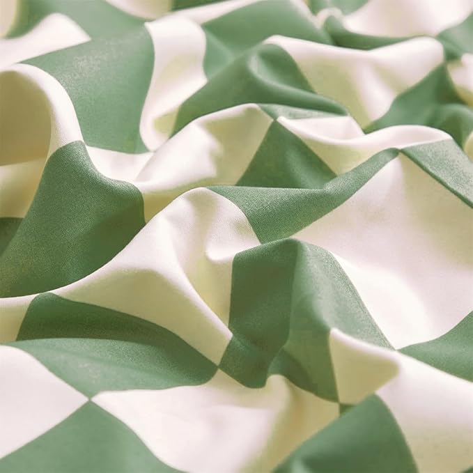 Green White Grid Comforter Set Twin Sage Green Plaid Bedding Set Girls Light Green White Checkered Bed Comforter Set Breathable Blanket Set Kids Durable Bedding Comforter Set