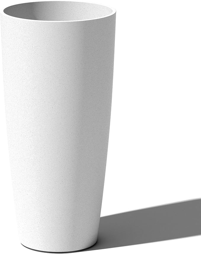 Veradek Mason Series Vega Planter - Round Tall Planter for Indoor or Outdoor Porch/Patio | Made from Plastic-Stone Composite with Drainage Holes | Modern Décor for, Flowers, Interior Plants
