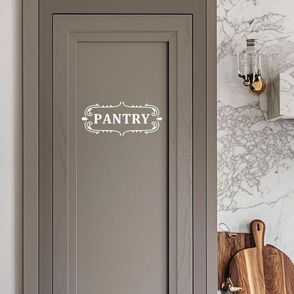 Pantry Room Vinyl Decal, Kitchen Pantry Door Decal, Pantry Door Sign, Farmhouse Kitchen Decor Vinyl Sticker (18.1 x 7.6 inch, White)
